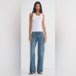 DENIM FORUM Sz 29 The Farrah High Rise Wide Leg Mid Wash Blue Jeans by Aritzia